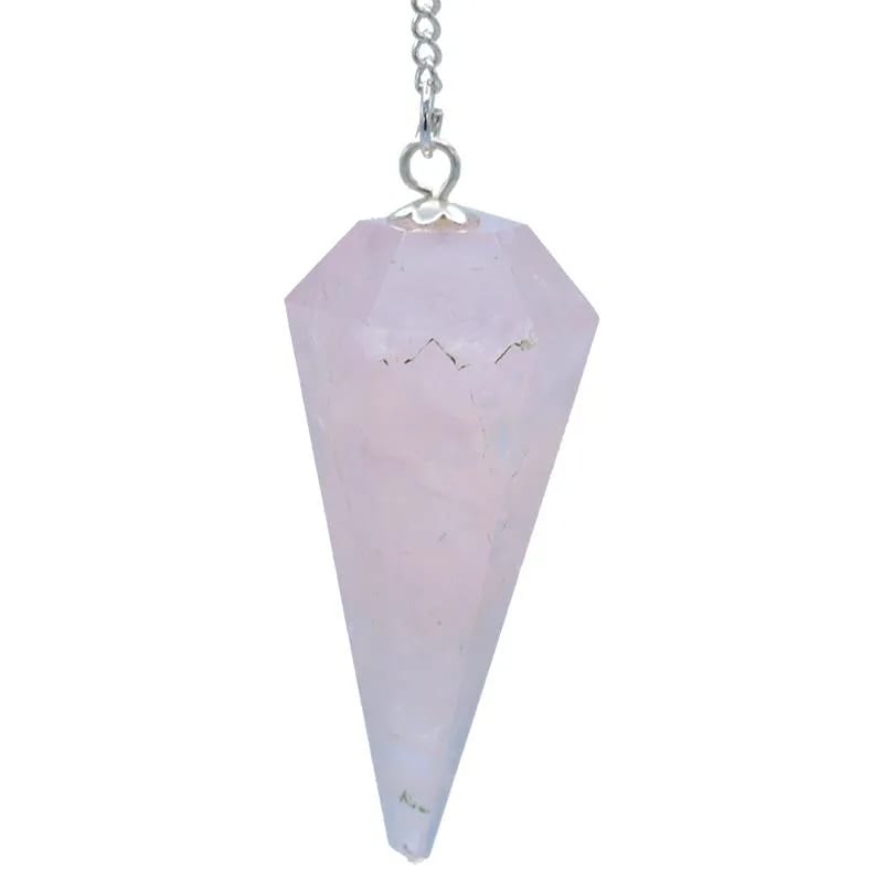 PENDULE QUARTZ ROSE FACETTÉ