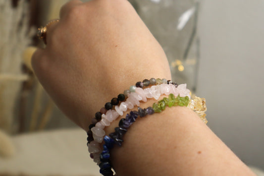 BRACELET CHIPS QUARTZ ROSE