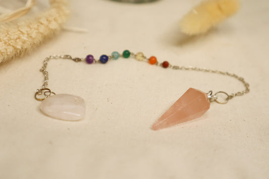 PENDULE QUARTZ ROSE FACETTÉ