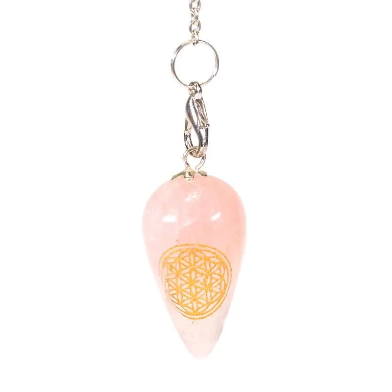 PENDULE QUARTZ ROSE GOUTTE - FLEUR DE VIE